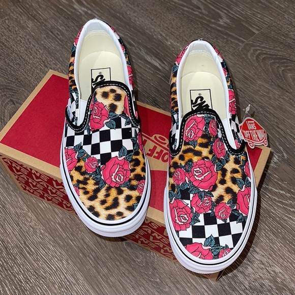 Vans Classic Slip-On (Rose & Animal Checkerboard) New ❤️ - Picture 1 of 15